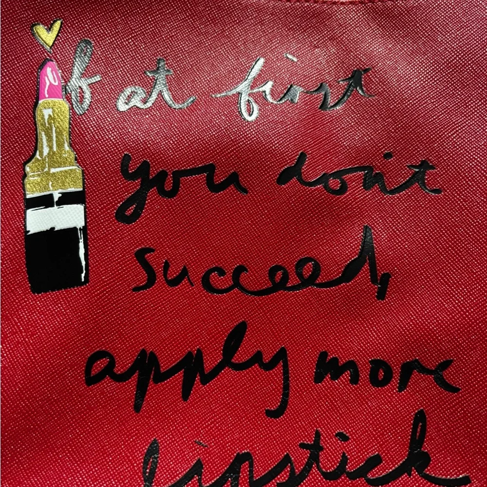 Red  Pouch with Lipstick Motif u